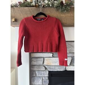 Polo Ralph Lauren Sweater Girls 8/10 red cable knit chunky crop valentine Holida